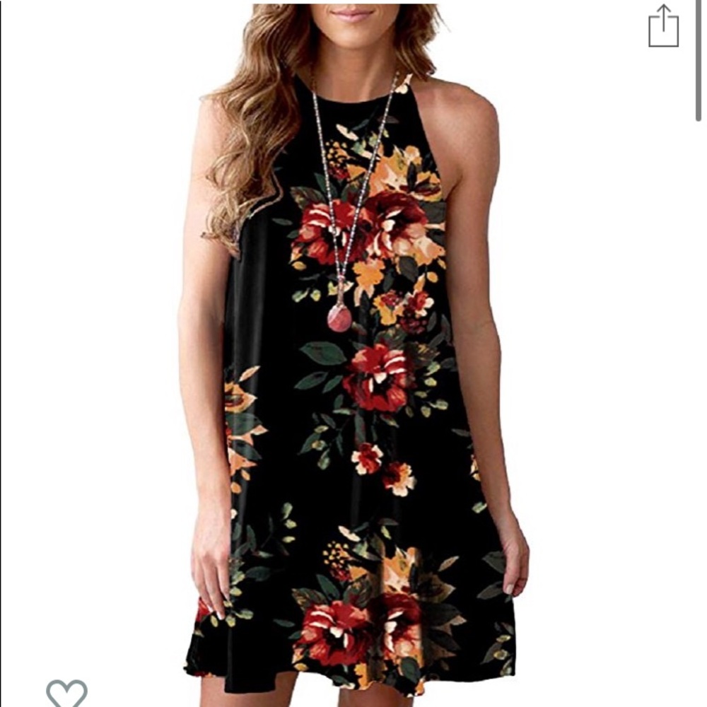 High neck floral knee length dress!